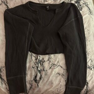 Urban Outfitters Black Long Sleeve Cropped Hoodie with Wide Neckline